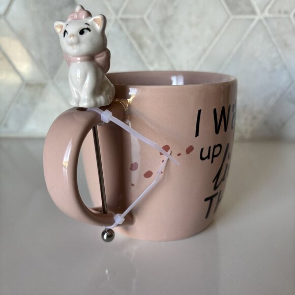 Zrike Brands Disney Aristocats Pink Bonjour I Woke Up Like This Mug with Stirrer - Picture 4 of 10